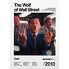 Movie poster for The Wolf of Wall Street featuring Leonardo DiCaprio and other cast members.