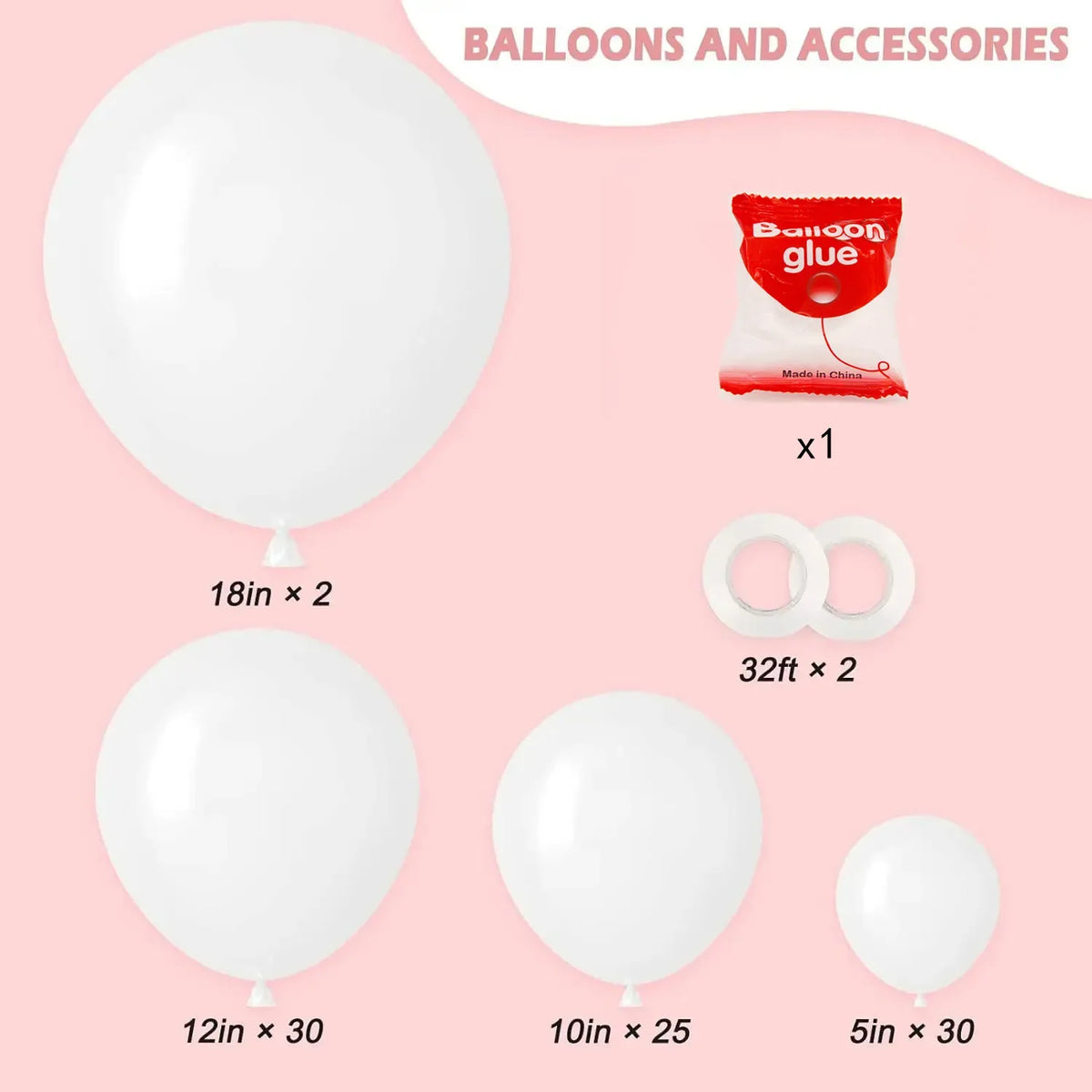 Matte White Balloon Variety Pack for Parties and Events