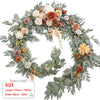 Artificial eucalyptus garland featuring roses in shades of dusty rose, cream, and orange for weddings and events