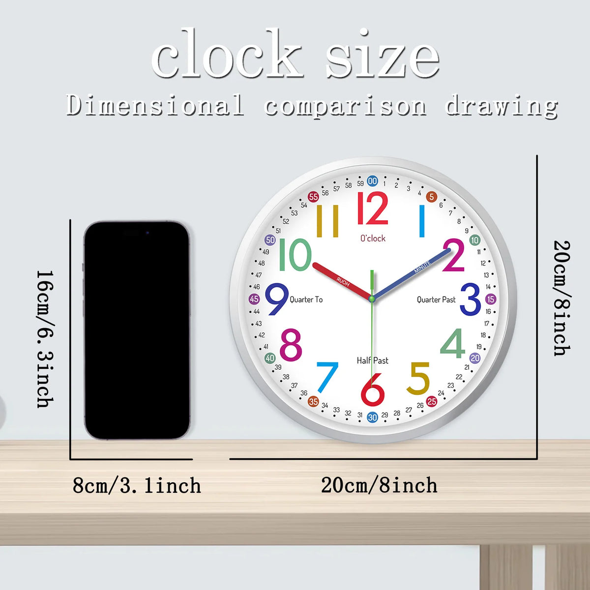 Minimalist 8-Inch Silent Quartz Wall Clock