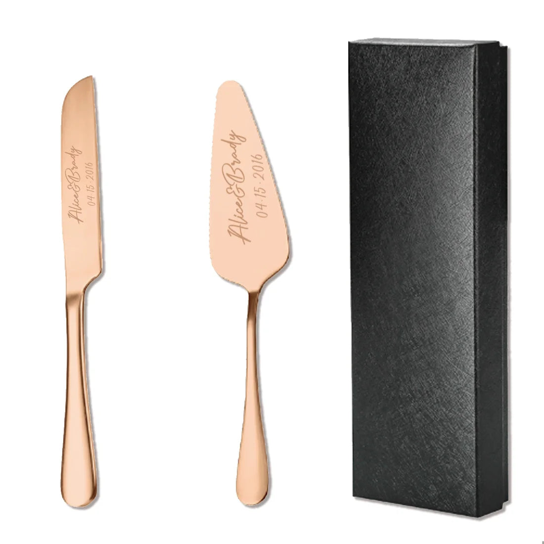 Personalized Engraved Stainless Steel Cake Knife and Server Set