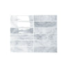 A rectangular panel of white marble tile stickers with gray veining arranged in a grid pattern.