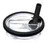Clear replacement lid with a black plunger for a 40 oz tumbler cup.