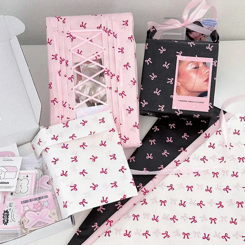 Pink Bowknot Wrapping Paper for Bouquets and Gifts