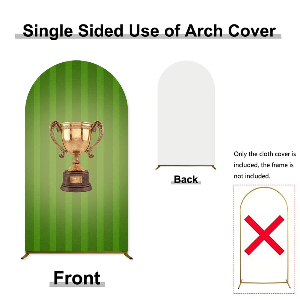Diagram showing the front and back of a single-sided arch cover for a photo booth, highlighting that only the cloth is includ