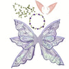 A set of iridescent purple butterfly wings and a flower crown for an enchanted fairy costume.