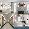 Modern bubble crystal LED wall sconces illuminating a modern bathroom and bedroom interior.