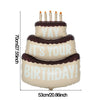 A beige foil balloon shaped like a bear with candles on top, featuring text that reads 'YAY IT'S YOUR BIRTHDAY!'