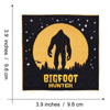 Black embroidered patch featuring a silhouette of Bigfoot against a yellow moon and starry night background.