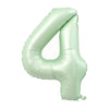 A light mint green foil number balloon shaped like the number 4.