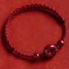 Handmade Red Rope Amulet Bracelet with Cinnabar Clasp