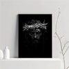Black canvas wall art featuring a silhouette of a face with a crown of thorns.