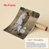 A photo of a couple and child in a grassy field, displayed as an unframed canvas print.