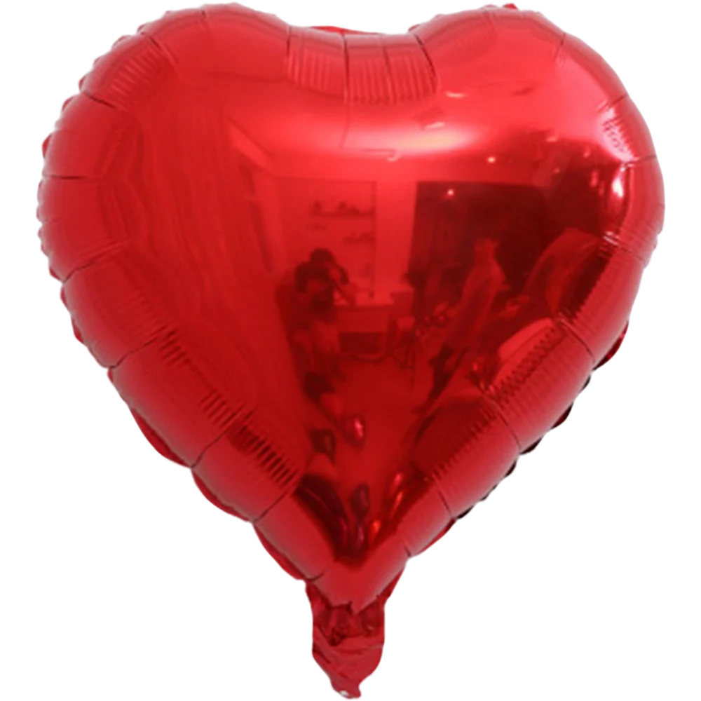 A glossy red heart-shaped foil balloon.