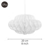 White honeycomb ball chandelier light fixture with a hanging cord.