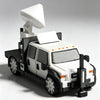 A detailed model of a white and black armored car, the Storm Chaser Tornado Interceptor, is shown from the side.