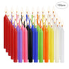 A collection of 100 pieces of colored mini taper candles in various shades including red, pink, purple, blue, green, orange, 