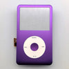 A purple iPod with a silver front faceplate and clickwheel replacement kit.