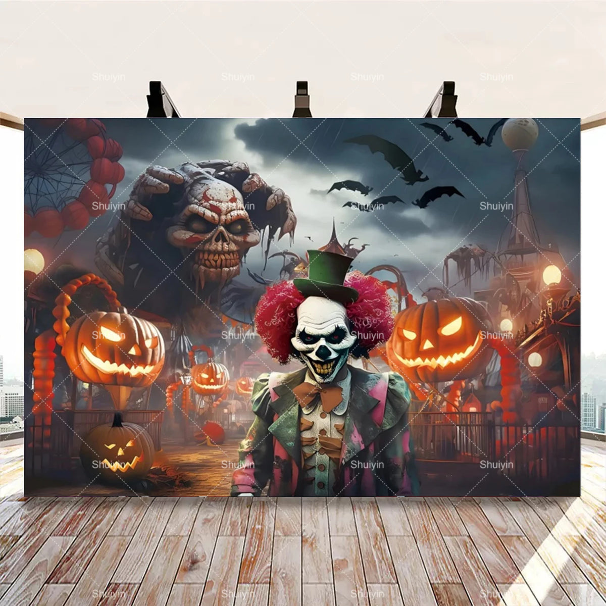 Evil Clown Circus Halloween Photography Backdrop