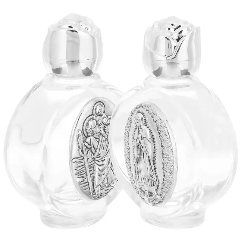 Decorative glass bottle with a figurine inside and a twist cap