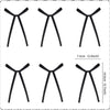 Set of six black Coquette bow cake toppers for birthday decorations, shown in various orientations.