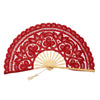 Red vintage lace hand fan with a woven fan and tassel pendant