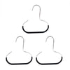 A clear wall mounted hat storage organizer with a hook design.