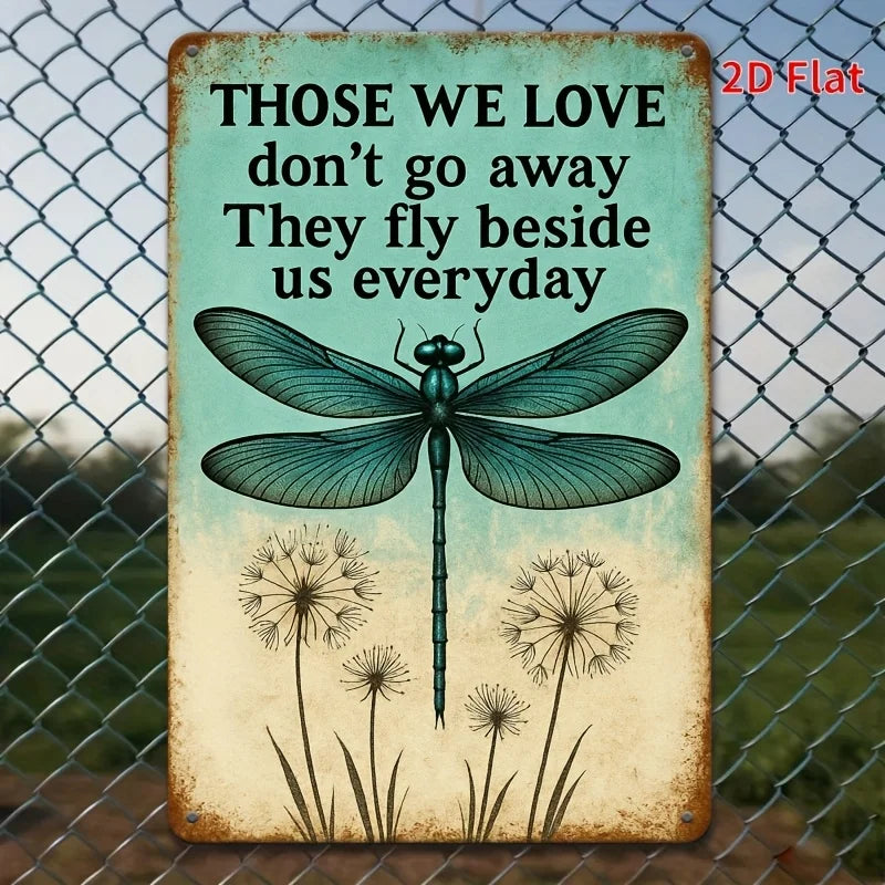 Vintage Metal Wall Art – Dragonfly & Dandelion Design