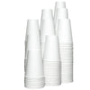 A stack of white reusable disposable paper cups.