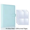 A light blue reusable A5 Kpop photocard album binder with a protective shell and twenty-five inner pages.
