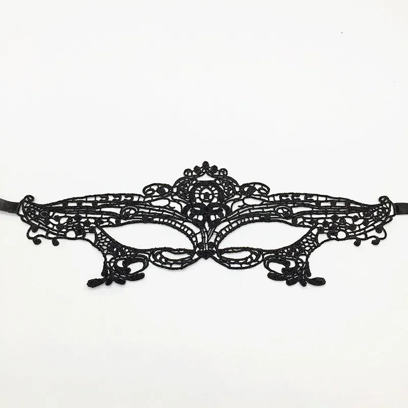 Elegant black lace half face mask for masquerade and costume parties