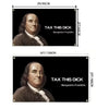 Impression encadrée noire d'un portrait de Benjamin Franklin avec le texte TAX THIS DICK