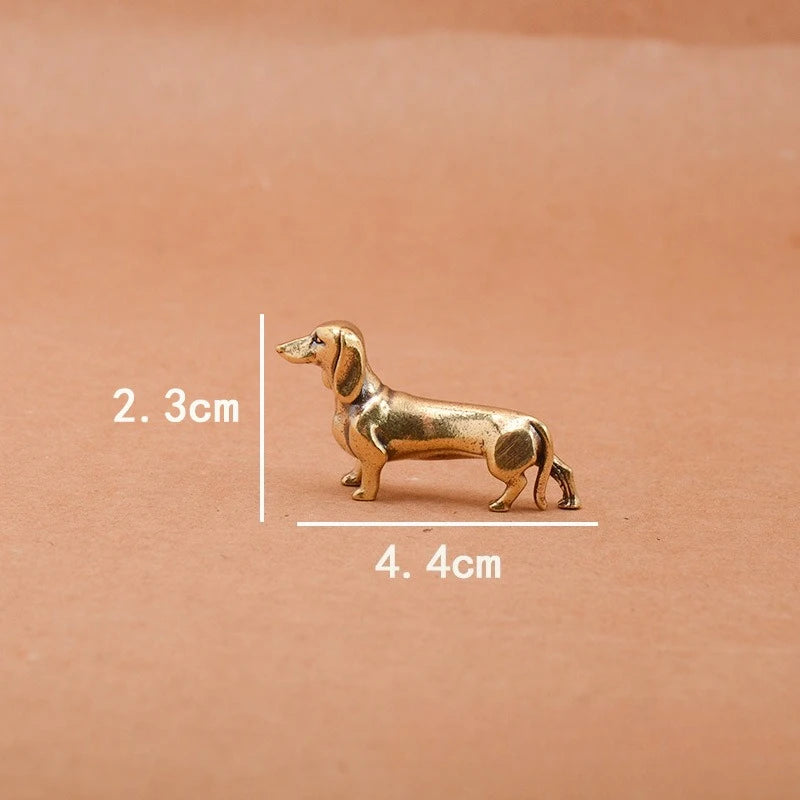 Brass Dachshund Figurine – Mini Tabletop Dog Statue