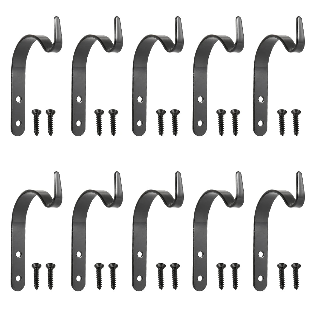 Set of vintage iron wall hooks for plant and garden decor in black finish