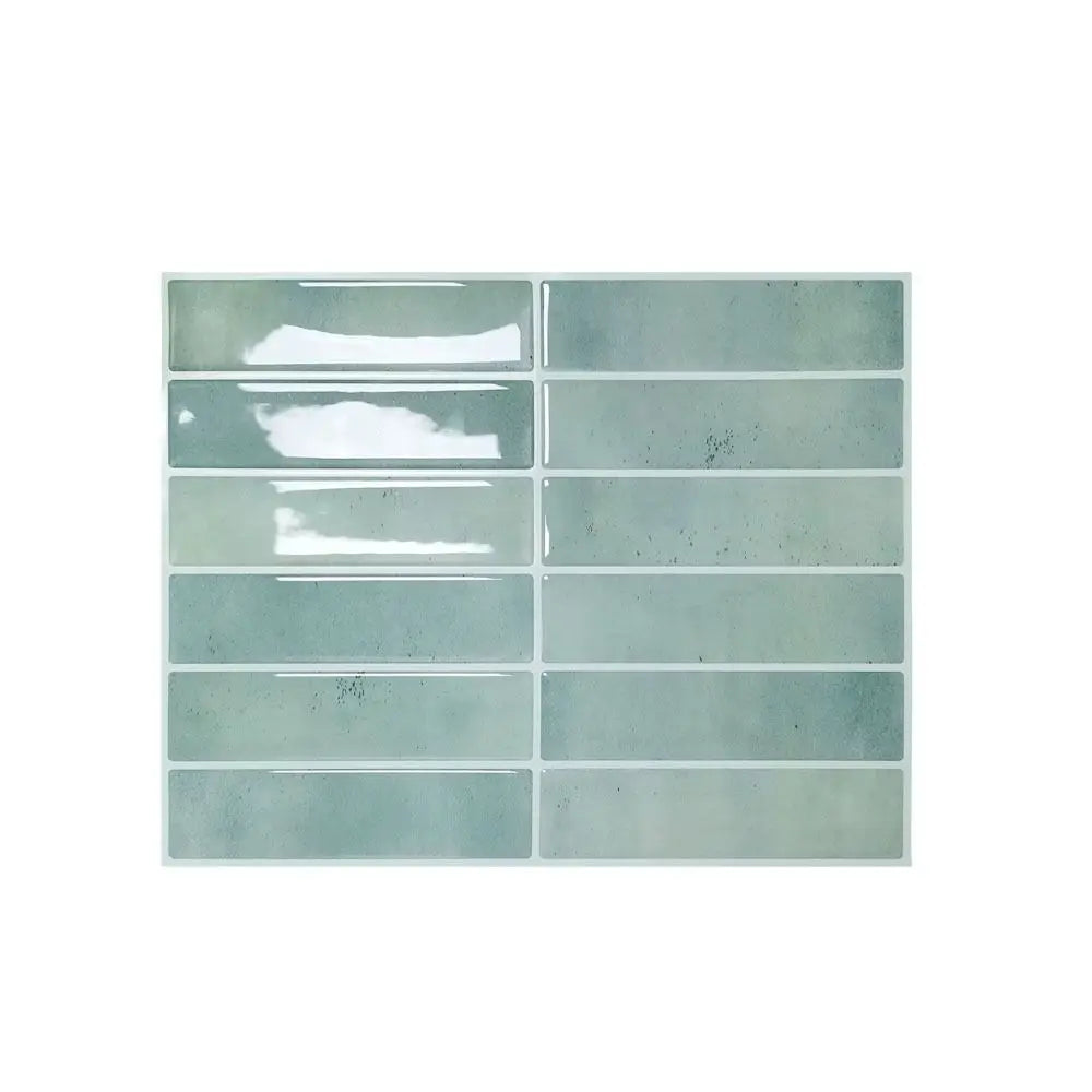 A grid of rectangular, light blue-green self-adhesive tile stickers for wall decoration.