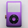 A purple iPod with a silver front faceplate and a black clickwheel replacement kit.