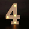 A luminous LED alphabet night light shaped like the number four, glowing white against a dark background.