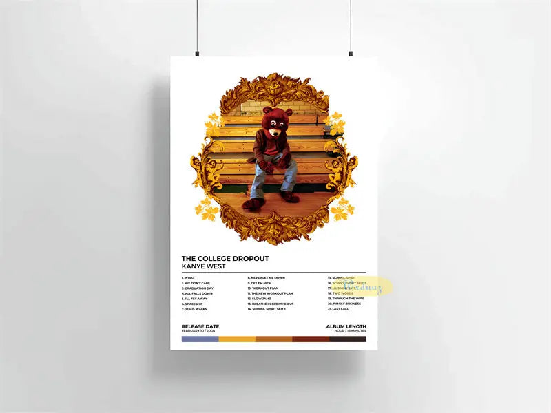 Arte de álbum en lienzo para pared, con una figura de oso en un entorno forestal, para la obra de Kanye West