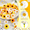 Artificial sunflower and daisy heads in yellow and white for DIY and wedding decor