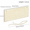 A rectangular rustic wooden sign with light natural wood grain texture and a twine hanging cord.