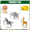 A set of eight foil balloons shaped like various jungle safari animals including a lion, elephant, zebra, and giraffe.