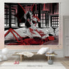Gothic Vampire Woman Tapestry with Horns & Blood Stains