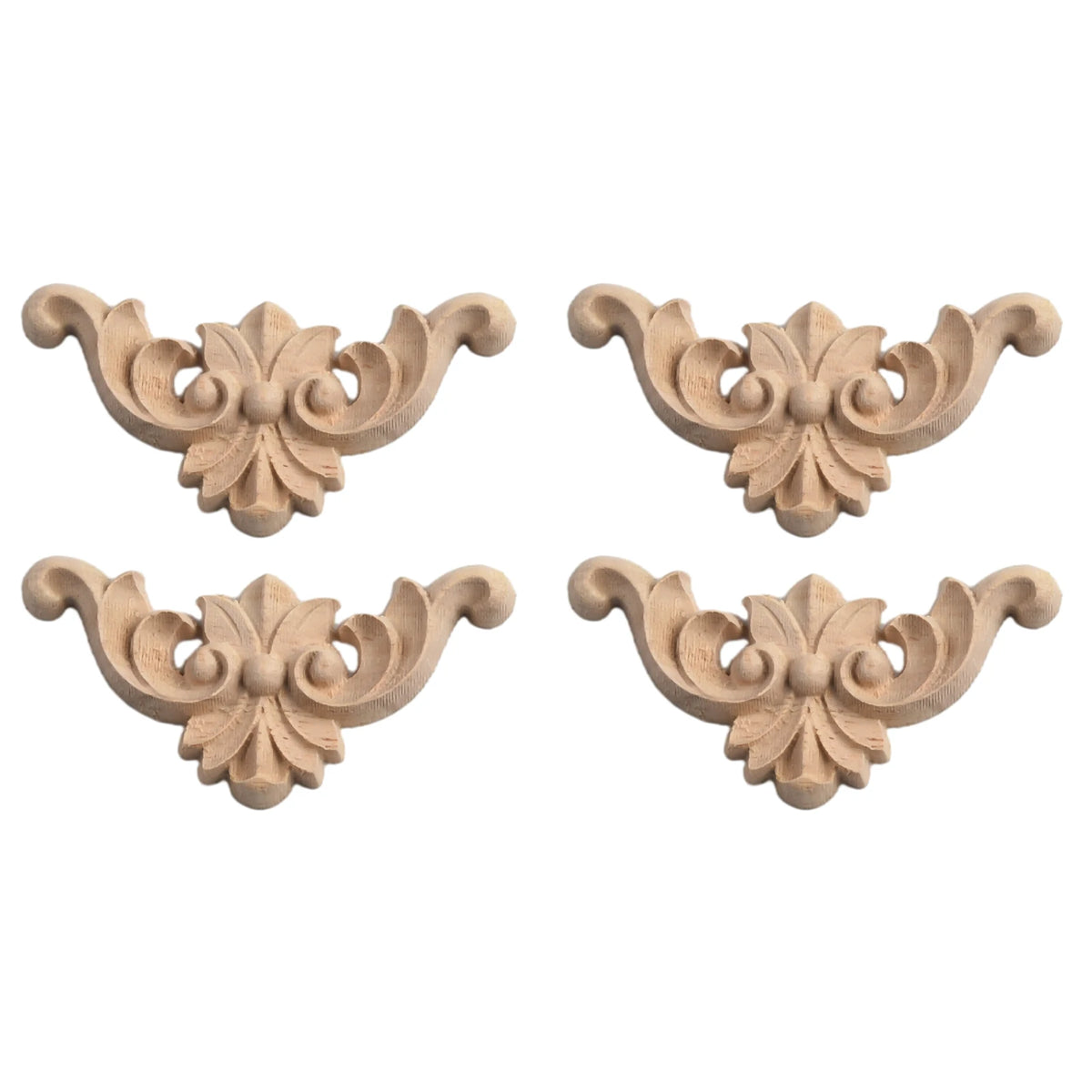Set of four wooden carved corner appliques used for furniture and frame decoration