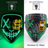 A black EL mask with neon wire details, showing both light status and no light status options.