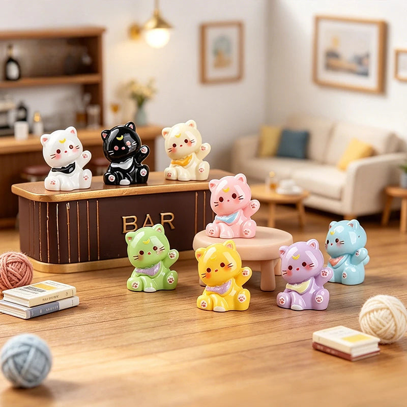 A collection of colorful kawaii 3D resin animal keychains displayed on a wooden surface.