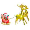 A gold foil balloon set featuring a Santa sleigh pulled by a deer and an elk.