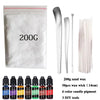 A kit containing 200g sand wax, 50 pieces of wax wicks, and 6 colors of candle pigment for DIY tools.