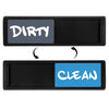 A black magnetic wall-mounted storage rack showing two compartments labeled DIRTY and CLEAN.