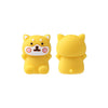 Two yellow silicone plant beads shaped like cats for jewelry making and DIY crafts