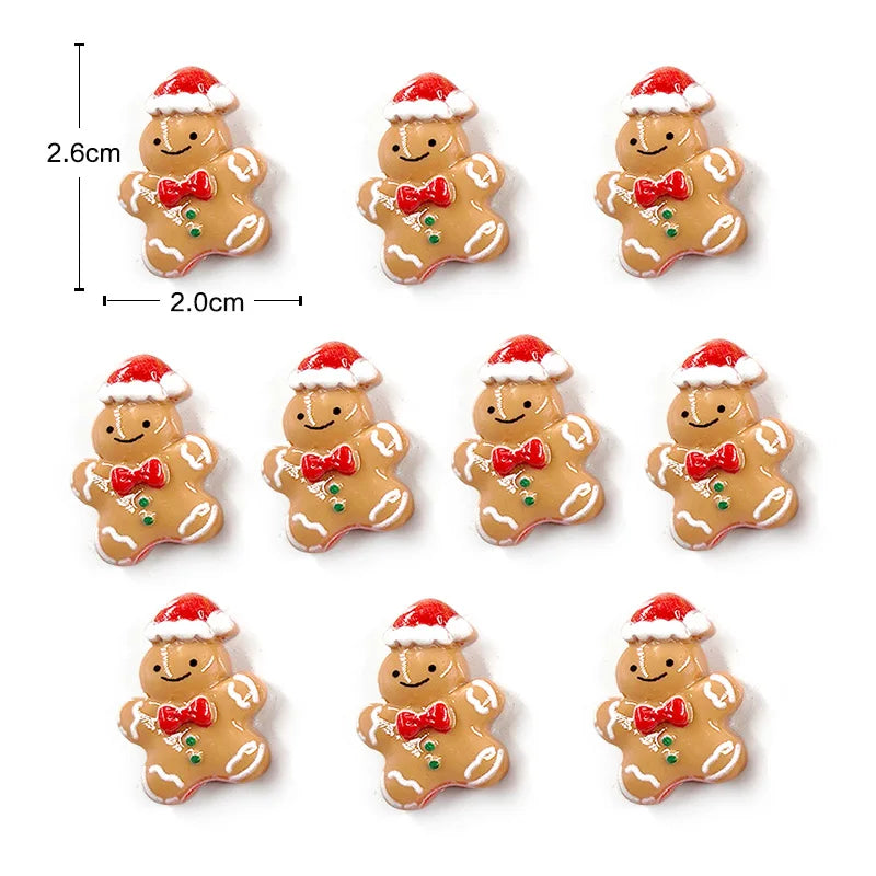 Un set de lindos imanes navideños para nevera con hombres de jengibre sonrientes y sombreros rojos.